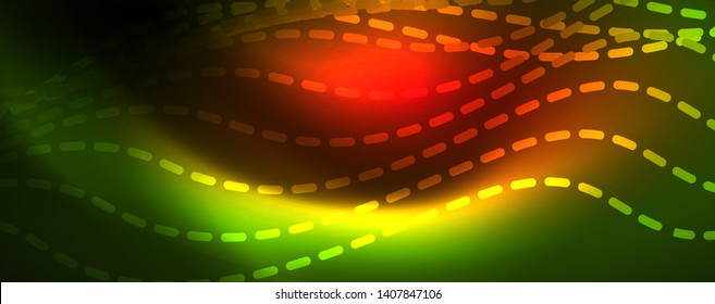 Plano de fundo abstrato de linha de onda vetorial neon brilhante, conceito de movimento, ilustração vetorial