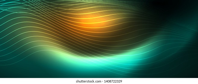 Shiny neon vector wave line abstract background, motion concept, vector illustration