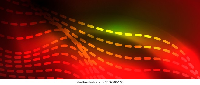 Fondo abstracto de línea de onda de neón brillante, concepto de movimiento, ilustración vectorial