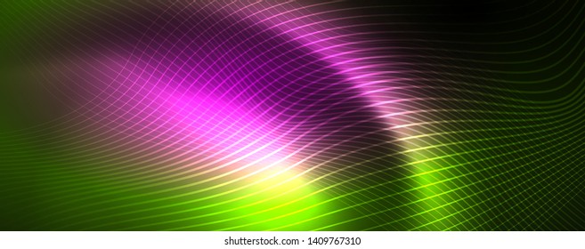 Shiny neon vector wave line abstract background, motion concept, vector illustration