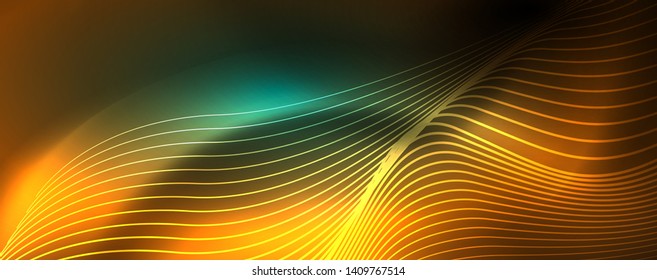 Shiny neon vector wave line abstract background, motion concept, vector illustration
