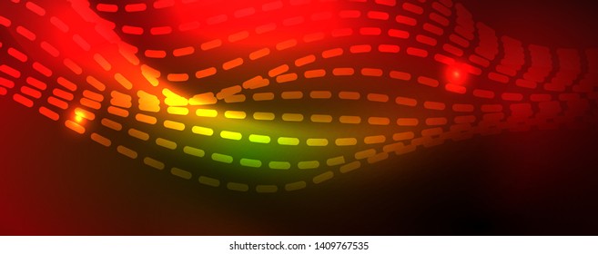Shiny neon vector wave line abstract background, motion concept, vector illustration