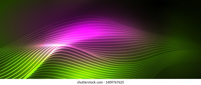 Shiny neon vector wave line abstract background, motion concept, vector illustration