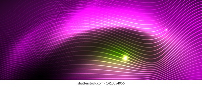 Shiny neon vector wave line abstract background, motion concept, vector illustration