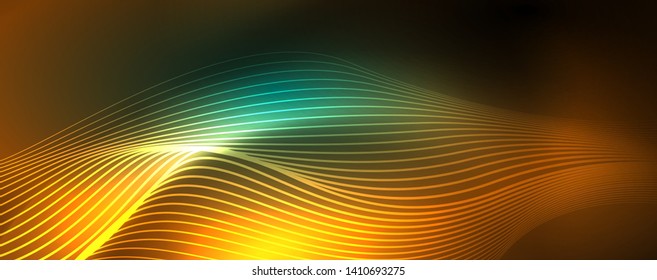 Shiny neon vector wave line abstract background, motion concept, vector illustration
