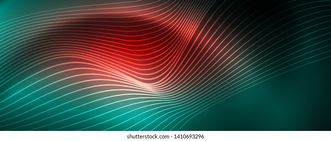 Shiny neon vector wave line abstract background, motion concept, vector illustration