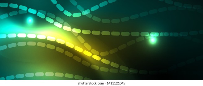 Shiny neon vector wave line abstract background, motion concept, vector illustration