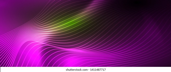 Shiny neon vector wave line abstract background, motion concept, vector illustration