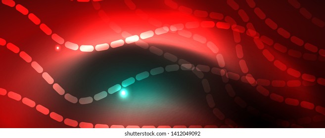 Fondo abstracto de línea de onda de neón brillante, concepto de movimiento, ilustración vectorial