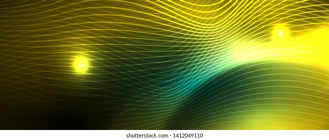 Shiny neon vector wave line abstract background, motion concept, vector illustration
