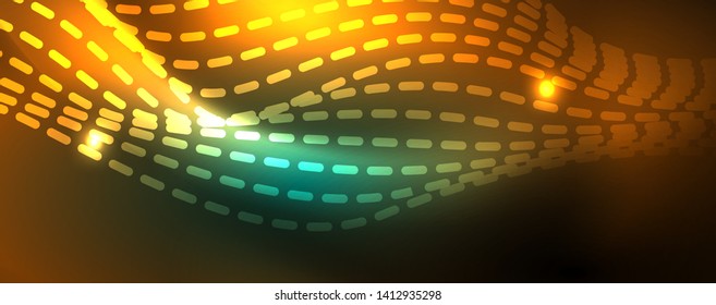 Shiny neon vector wave line abstract background, motion concept, vector illustration