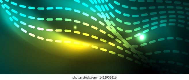 Shiny neon vector wave line abstract background, motion concept, vector illustration