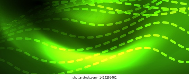Fondo abstracto de línea de onda de neón brillante, concepto de movimiento, ilustración vectorial