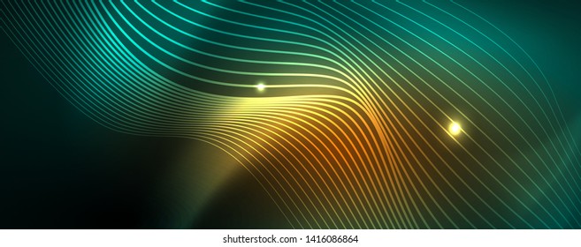 Shiny neon vector wave line abstract background, motion concept, vector illustration