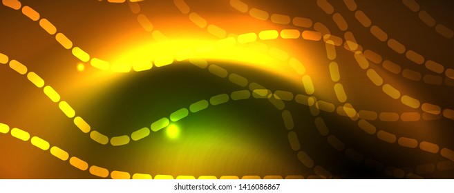 Fondo abstracto de línea de onda de neón brillante, concepto de movimiento, ilustración vectorial