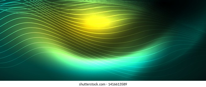 Shiny neon vector wave line abstract background, motion concept, vector illustration