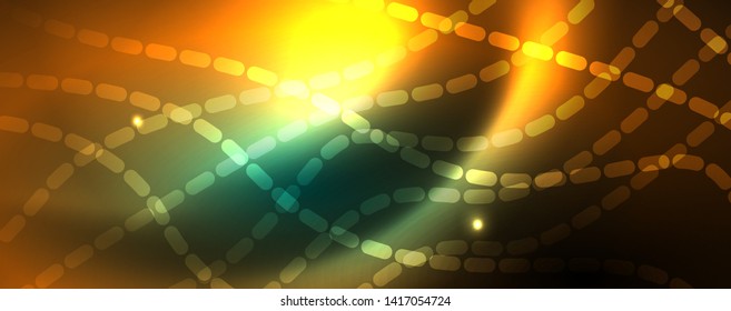 Fondo abstracto de línea de onda de neón brillante, concepto de movimiento, ilustración vectorial