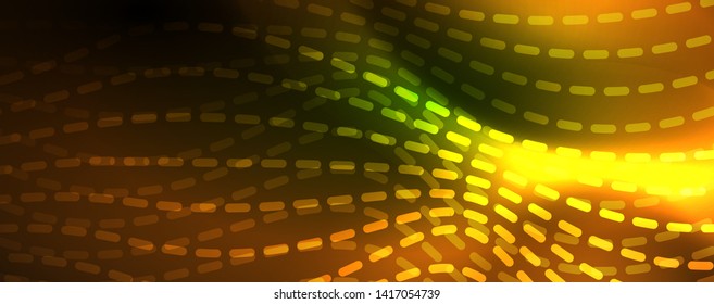 Fondo abstracto de línea de onda de neón brillante, concepto de movimiento, ilustración vectorial