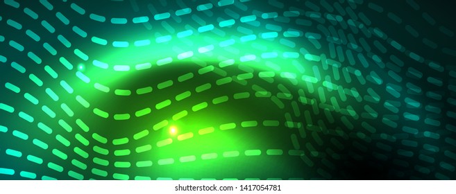 Plano de fundo abstrato de linha de onda vetorial neon brilhante, conceito de movimento, ilustração vetorial