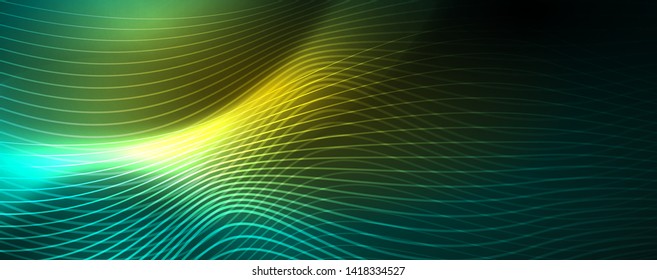 Shiny neon vector wave line abstract background, motion concept, vector illustration