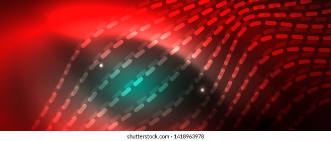 Fondo abstracto de línea de onda de neón brillante, concepto de movimiento, ilustración vectorial