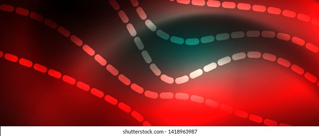 Fondo abstracto de línea de onda de neón brillante, concepto de movimiento, ilustración vectorial