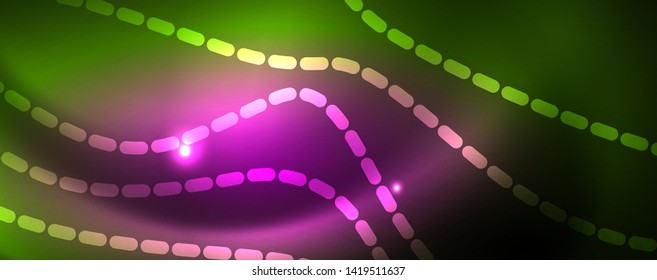 Plano de fundo abstrato de linha de onda vetorial neon brilhante, conceito de movimento, ilustração vetorial