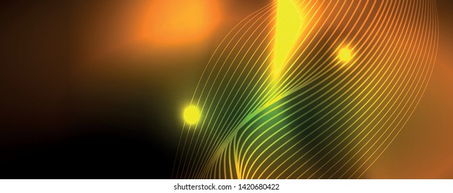 Shiny neon vector wave line abstract background, motion concept, vector illustration