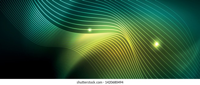 Shiny neon vector wave line abstract background, motion concept, vector illustration