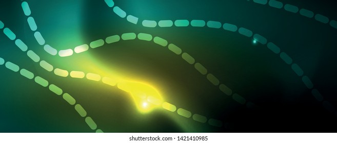 Fondo abstracto de línea de onda de neón brillante, concepto de movimiento, ilustración vectorial