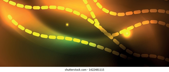 Fondo abstracto de línea de onda de neón brillante, concepto de movimiento, ilustración vectorial