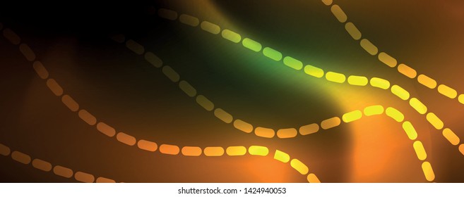 Fondo abstracto de línea de onda de neón brillante, concepto de movimiento, ilustración vectorial