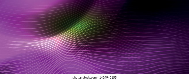 Plano de fundo abstrato de linha de onda vetorial neon brilhante, conceito de movimento, ilustração vetorial