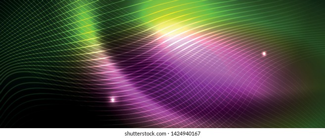 Shiny neon vector wave line abstract background, motion concept, vector illustration