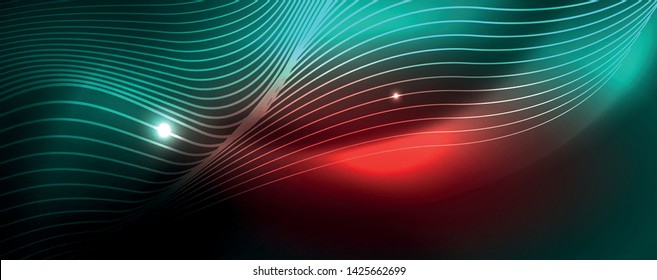 Shiny neon vector wave line abstract background, motion concept, vector illustration