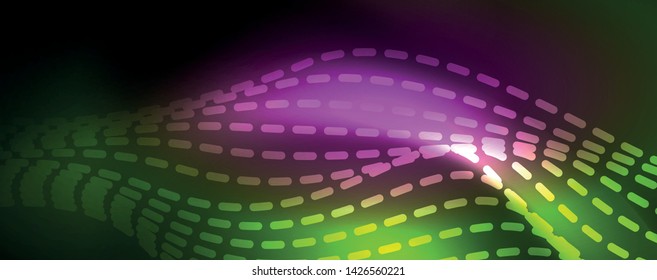 Shiny neon vector wave line abstract background, motion concept, vector illustration
