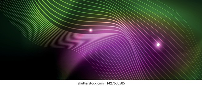 Shiny neon vector wave line abstract background, motion concept, vector illustration
