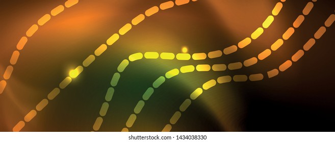 Fondo abstracto de línea de onda de neón brillante, concepto de movimiento, ilustración vectorial