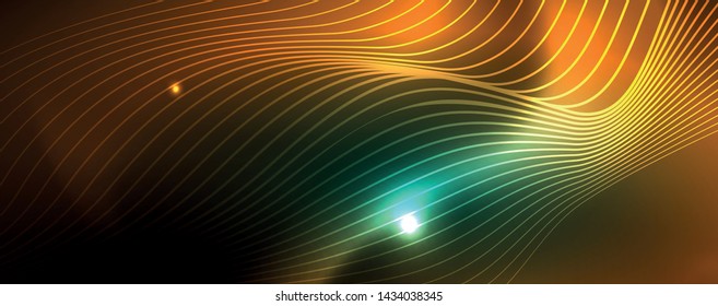 Shiny neon vector wave line abstract background, motion concept, vector illustration