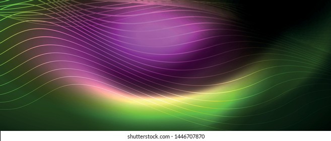Shiny neon vector wave line abstract background, motion concept, vector illustration