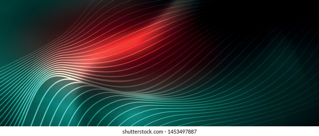 Shiny neon vector wave line abstract background, motion concept, vector illustration