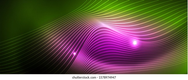 Shiny neon vector wave line abstract background, motion concept, vector illustration