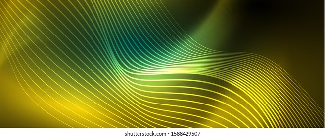 Shiny neon vector wave line abstract background, motion concept, vector illustration