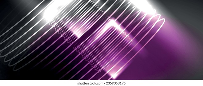 Shiny neon waves, dynamic electric motion, energy or speed concept. Vector illustration for wallpaper, banner, background, leaflet, catalog, cover, flyer