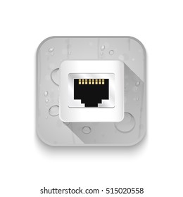 Shiny Network Port Icon With long shadow over app button