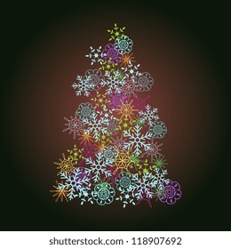 Shiny new year tree with abstract decoration