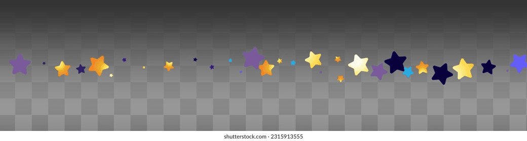 Shiny Night sky Vector Black Transparent Panoramic Background. Golden Stars Falling Card. Constellation Paper Banner. Glitter Art Design.