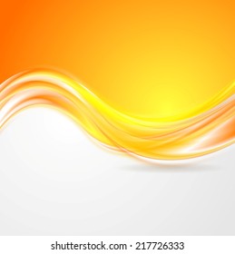 Shiny orange abstract waves. Vector background