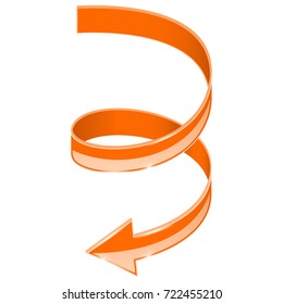 Shiny orange arrow swirl. Vector 3d illustration isolated on white background