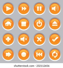 Shiny orange control web buttons.
